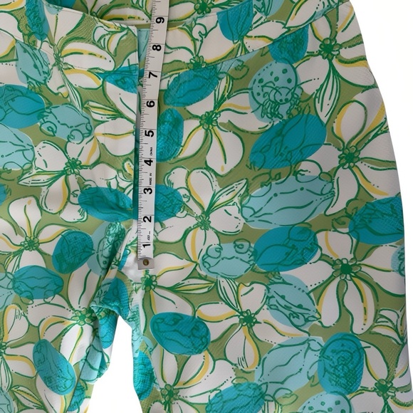 Lilly Pulitzer Capri Pants Sz 6 Turquoise Green White Floral Bunny Print - Picture 7 of 8